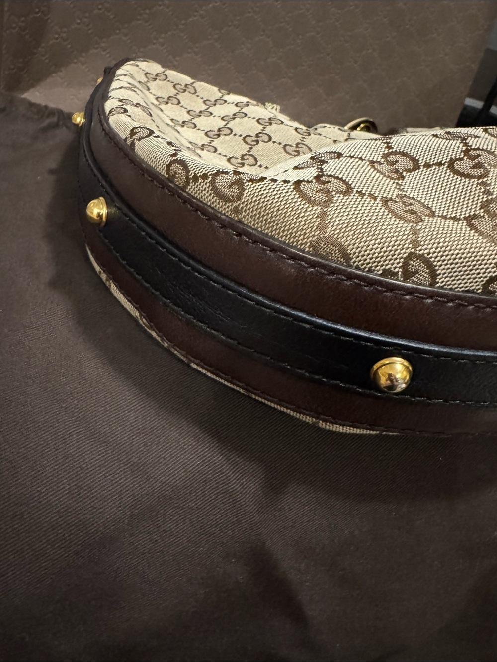 ❤️ Authentic Gucci GG Canvas & Leather Hobo Purse W/ Original Dust Bag & Box ❤️ - Picture 14 of 16